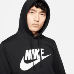 Nike Men's Sportswear Club Fleece Graphic Pullover Hoodie -Nike Sales Store 9010004 Black 2