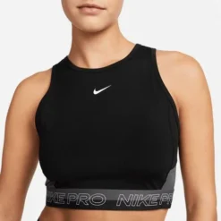 Nike Women's Pro Dri-FIT Cropped Tank Top -Nike Sales Store 9010031 BlackDarkGrey 2