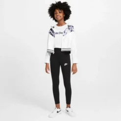 Nike Girls' Sportswear High Waisted Leggings -Nike Sales Store 9010825 BlackWhite 2