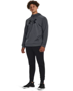 Under Armour Men's Armour Fleece Big Logo Hoodie -Nike Sales Store 9011332 PitchGreyBlack 2