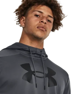 Under Armour Men's Armour Fleece Big Logo Hoodie -Nike Sales Store 9011332 PitchGreyBlack 3