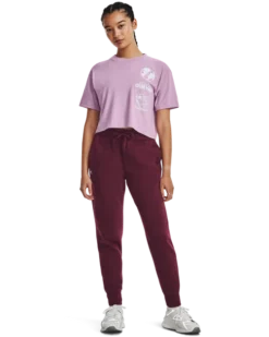 Under Armour Women's Rival Fleece Joggers -Nike Sales Store 9011353 DarkMaroonWhite 2