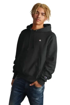 Champion Men's Reverse Weave Pullover Hoodie -Nike Sales Store 9011587 Black 5