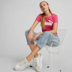 Puma Women's ESS Logo Heather Tee -Nike Sales Store 9016105 GreyishPurple 5