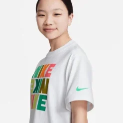 Nike Junior Girls' [8-20] Sportswear Boxy Print Short Sleeve T-Shirt -Nike Sales Store 9022077 WhitePinkGraphic 2
