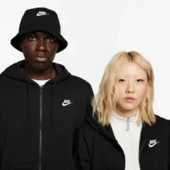 Nike Women's Sportswear Club Fleece Full-Zip Hoodie -Nike Sales Store 9022184 BlackWhite 2