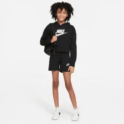Nike Junior Girls' [8-20] Sportswear Club French Terry Short -Nike Sales Store 9026071 BlackWhite 5