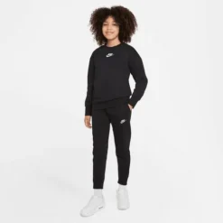 Nike Junior Girls' [8-20] Sportswear Club Fleece Crew Sweatshirt -Nike Sales Store 9026075 BlackWhite 3