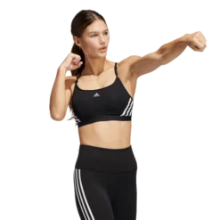 ADIDAS Women's Aeroreact Training Light Support 3-Stripes Sports Bra -Nike Sales Store 9030365 BlackWhite 2