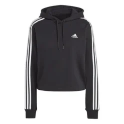 ADIDAS Women's Essentials 3-Stripes French Terry Crop Hoodie
