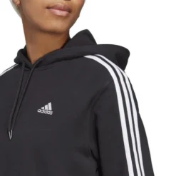 ADIDAS Women's Essentials 3-Stripes French Terry Crop Hoodie -Nike Sales Store 9044085 BlackWhite 3