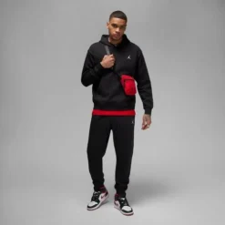 Men's Jordan Essentials Fleece Hoodie -Nike Sales Store 9050343 BlackWhite 2