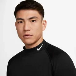 Nike Men's PRO Warm Mock Long Sleeve -Nike Sales Store 9050354 BlackWhite 3